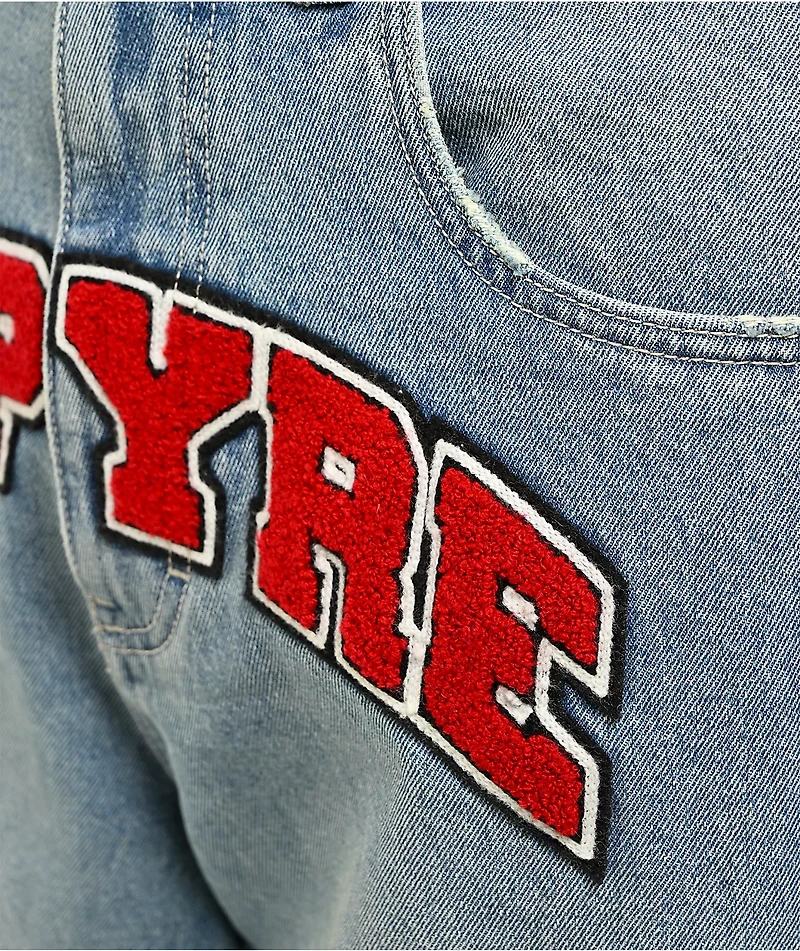 Empyre Double Knee Chenille Blue Wash Ultra Wide Jeans