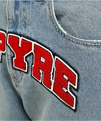 Empyre Double Knee Chenille Blue Wash Ultra Wide Jeans