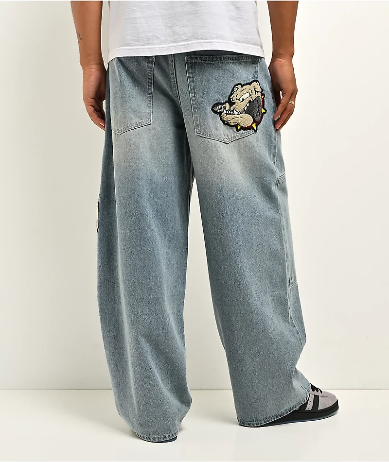 Empyre Double Knee Chenille Blue Wash Ultra Wide Jeans