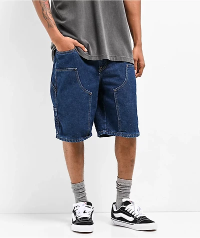 Empyre Double Knee Dark Blue Loose Fit Carpenter Shorts