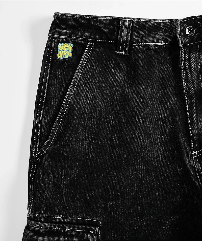 Empyre Easy Now Cargo Ultra Loose Black Denim Skate Shorts