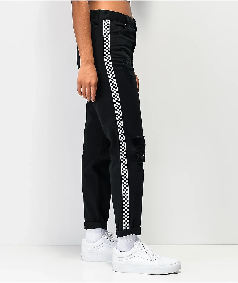 Empyre Eileen Checkerboard Stripe Black Mom Jeans