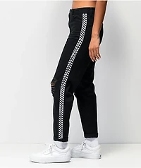 Empyre Eileen Checkerboard Stripe Black Mom Jeans