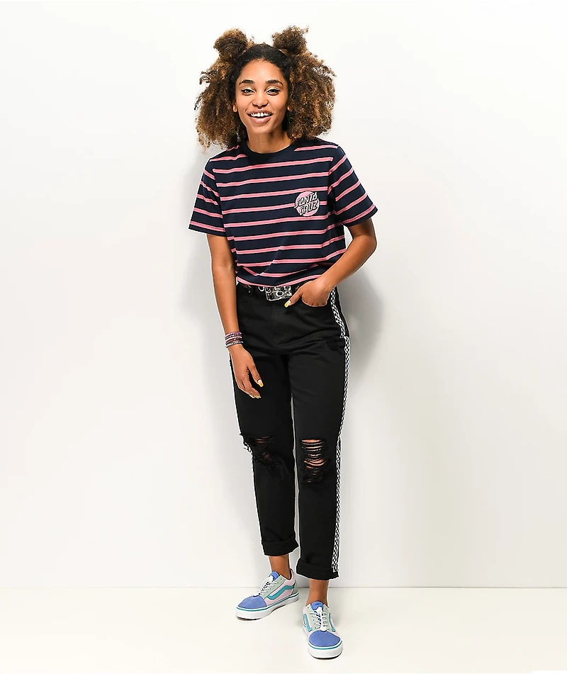 Empyre Eileen Checkerboard Stripe Black Mom Jeans