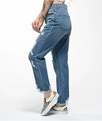 Empyre Eileen Rip and Repair Blue Distressed Denim Jeans