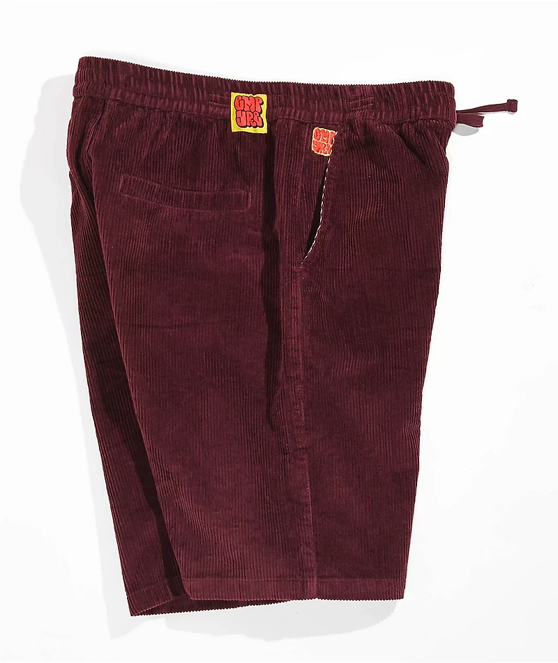 Empyre Elastic Waist Burgundy Corduroy Skate Shorts