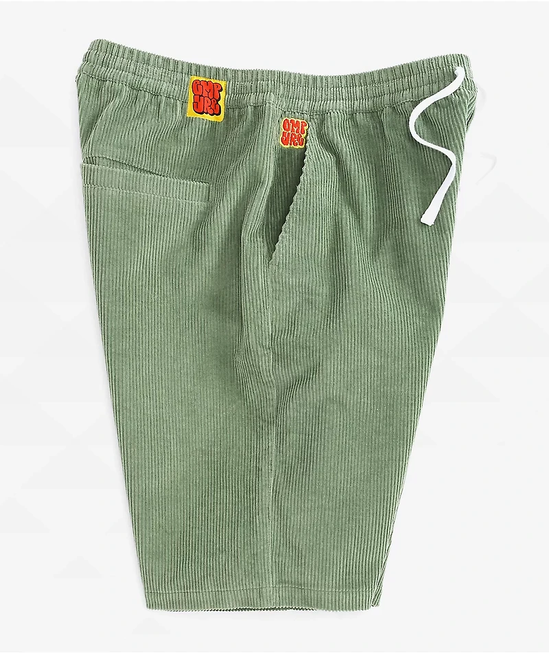 Empyre Elastic Waist Green Corduroy Skate Shorts