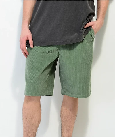 Empyre Elastic Waist Green Corduroy Skate Shorts
