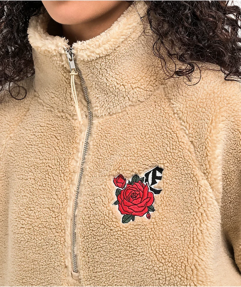 Empyre Eliza With Rose Cream Half Zip Sherpa Sweatshirt
