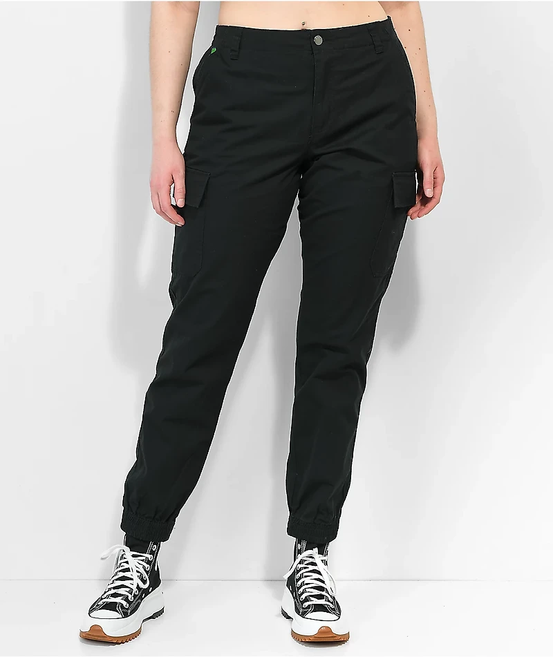 Empyre Emory Elastic Waist Black Cargo Jogger Pants