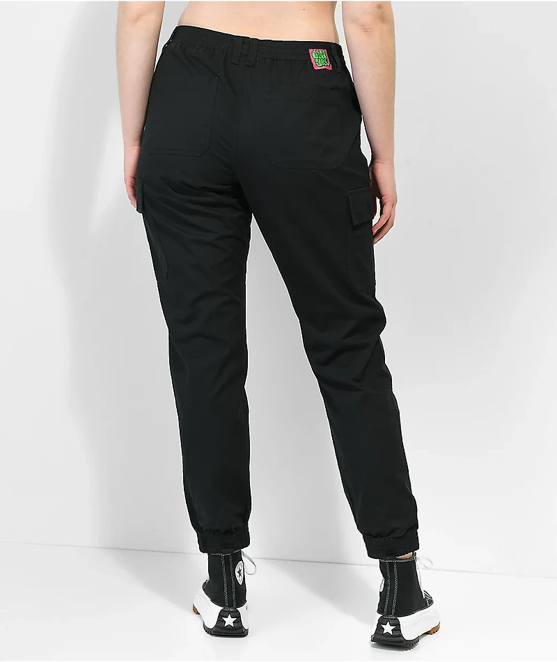 Empyre Emory Elastic Waist Black Cargo Jogger Pants