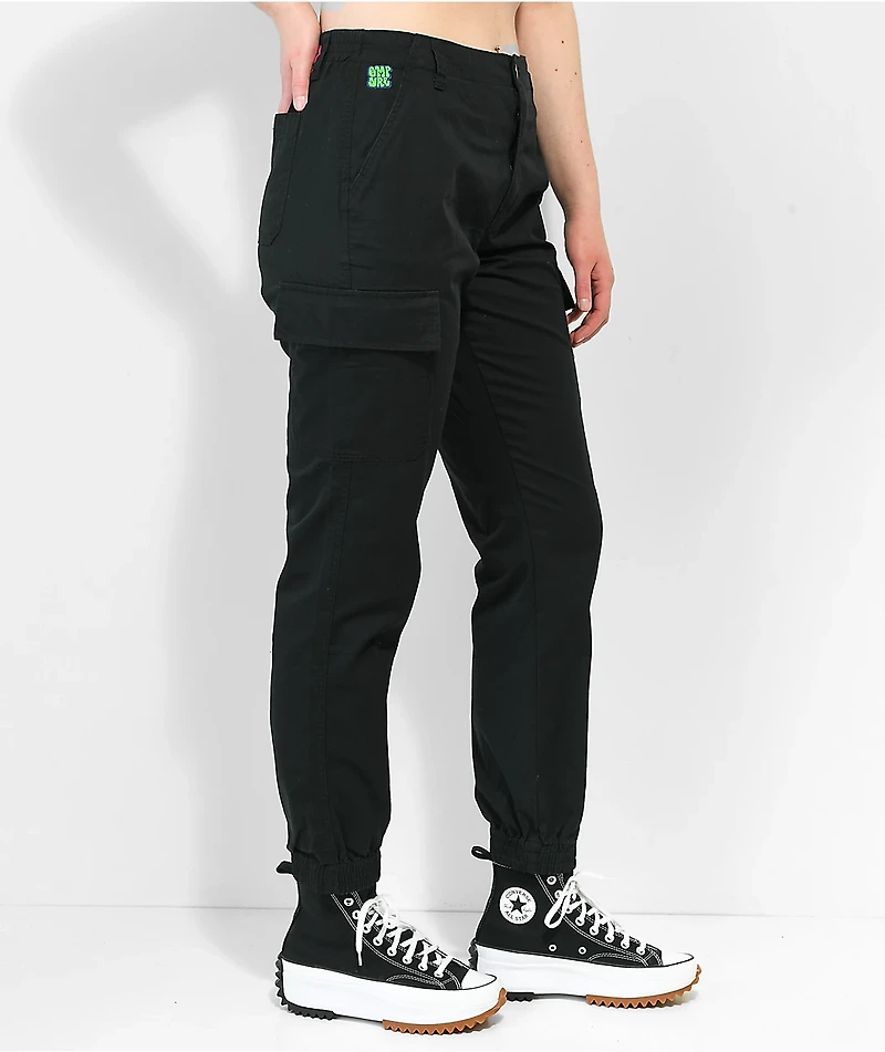 Empyre Emory Elastic Waist Black Cargo Jogger Pants