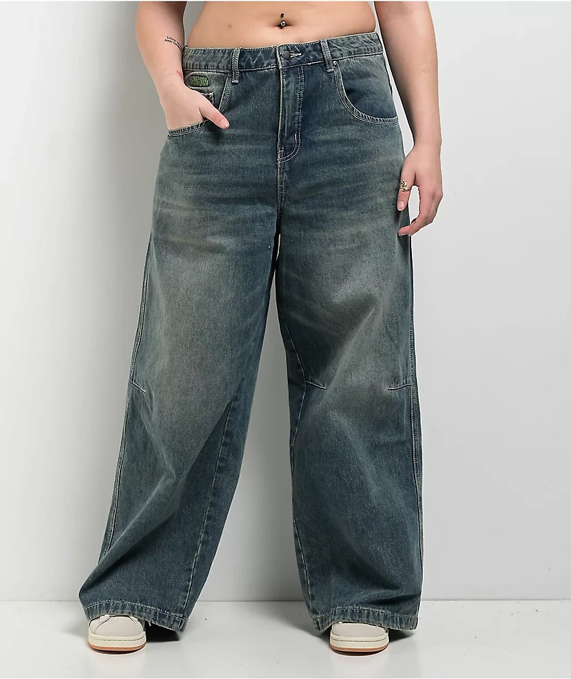 Empyre Engine Extent Wide Leg Blue Wash Jeans