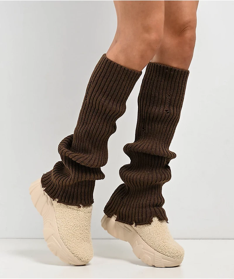 Empyre Euna Distressed Brown Leg Warmers