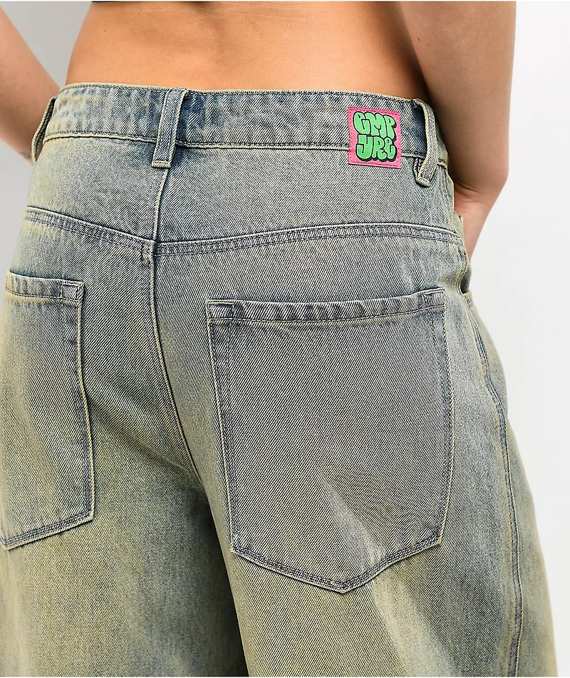 Empyre Extent Blue Wash Low Rise Wide Leg Jeans