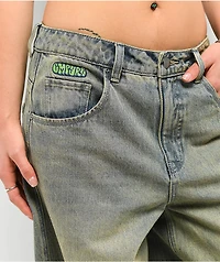 Empyre Extent Blue Wash Low Rise Wide Leg Jeans