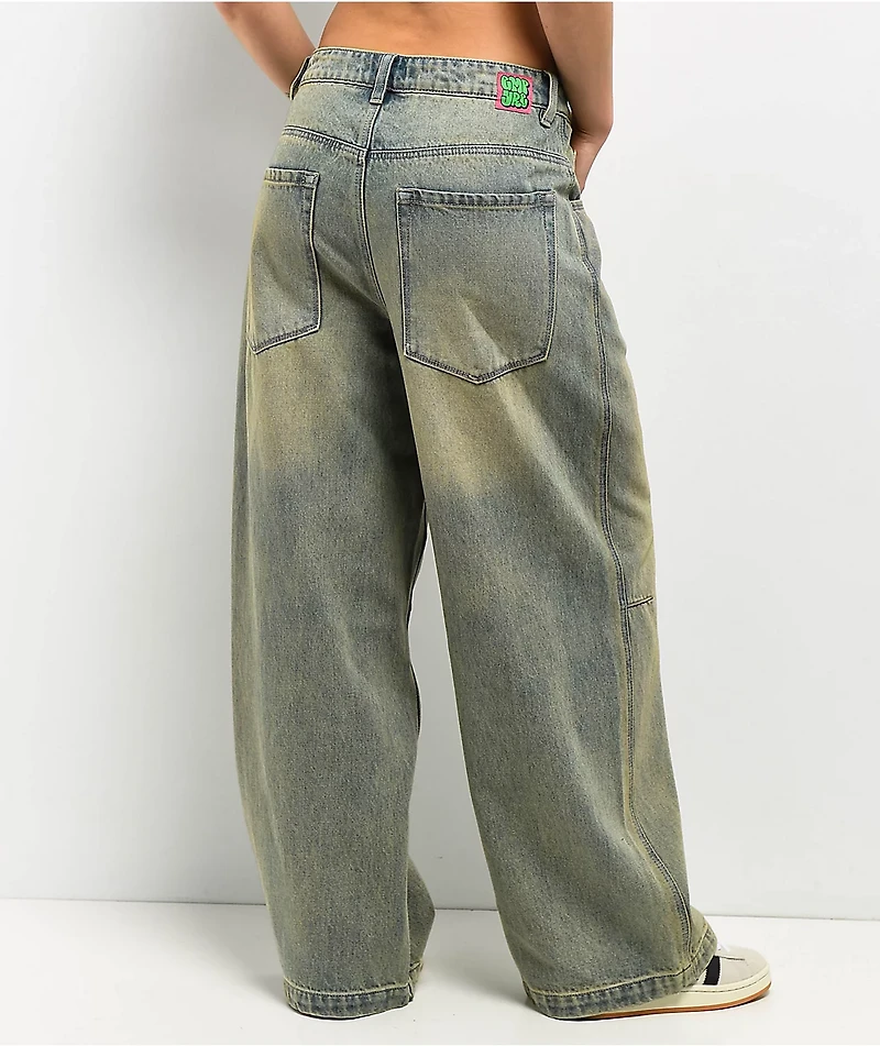Empyre Extent Blue Wash Low Rise Wide Leg Jeans