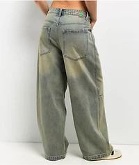Empyre Extent Blue Wash Low Rise Wide Leg Jeans