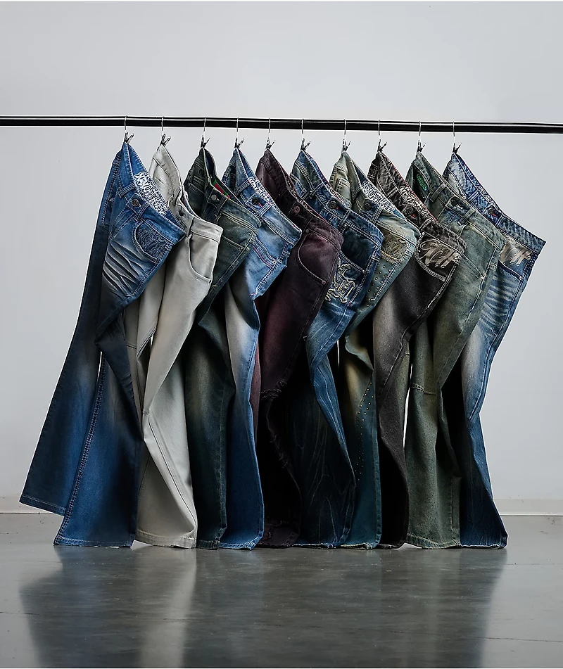 Empyre Extent Light Blue Wash Mid Rise Wide Leg Jeans
