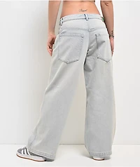 Empyre Extent Light Blue Wash Mid Rise Wide Leg Jeans