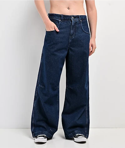 Empyre Extent Medium Blue Wash Mid Rise Wide Leg Jeans