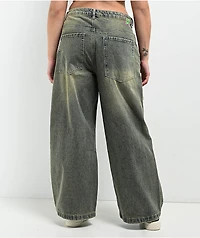 Empyre Extent Petrol Wash Low Rise Wide Leg Jeans