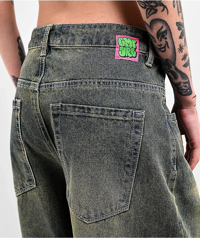 Empyre Extent Petrol Wash Low Rise Wide Leg Jeans Mission Valley