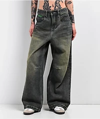 Empyre Extent Petrol Wash Wide Leg Jeans