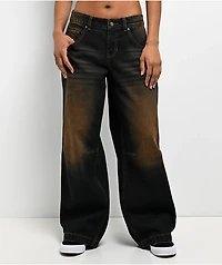 Empyre Extent Sunset Brown Wash Mid Rise Wide Leg Jeans