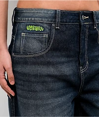 Empyre Extent Twilight Blue Wash Mid Rise Wide Leg Jeans