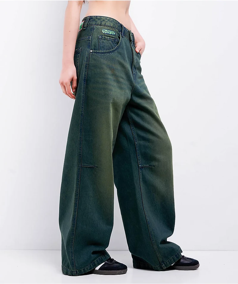 Empyre Extent Willow Green Wash Wide Leg Jeans