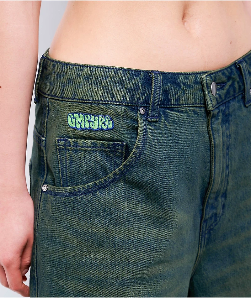 Empyre Extent Willow Green Wash Wide Leg Jeans