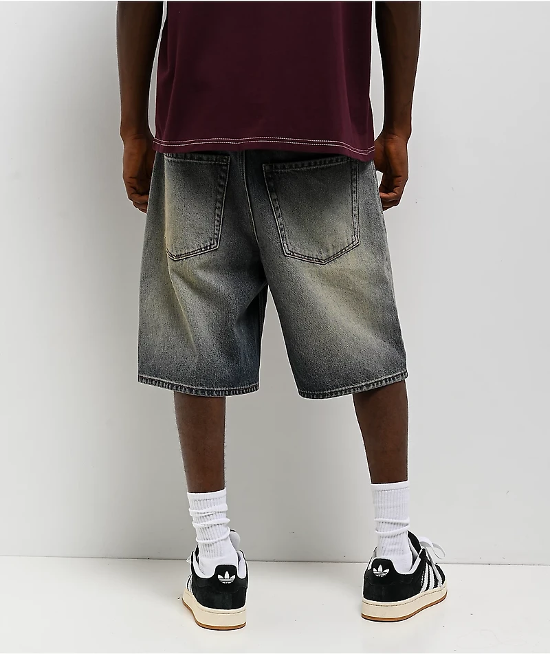 Empyre Faded Blue Wash Loose Fit Skate Shorts