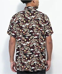 Empyre Feudal Flames Black Short Sleeve Button Up Shirt