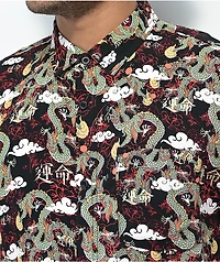 Empyre Feudal Flames Black Short Sleeve Button Up Shirt
