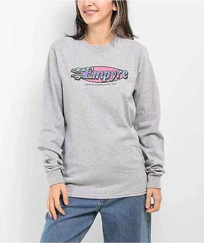 Empyre Fire Logo Heather Grey Long Sleeve T-Shirt