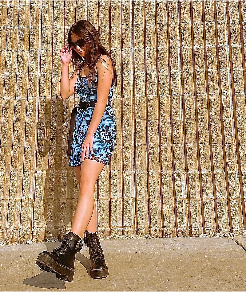 Empyre Flame & Dawn Blue Mesh Tank Top Dress