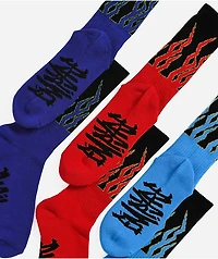 Empyre Flames Black 3 Pack Crew Socks