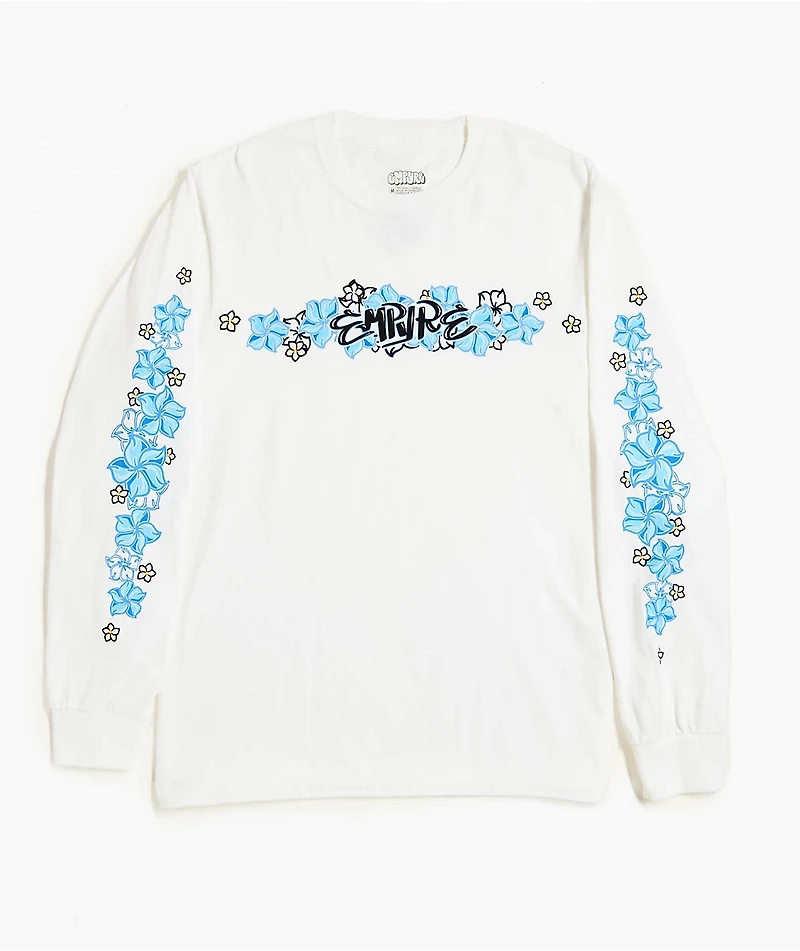 Empyre Flowers N Surf White Long Sleeve T-Shirt