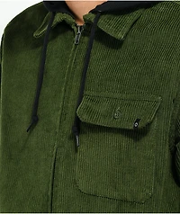 Empyre Fluke Green Hooded Corduroy Woven Long Sleeve Shirt