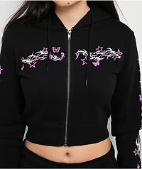 Empyre Girl At A Concert Black Crop Zip Hoodie