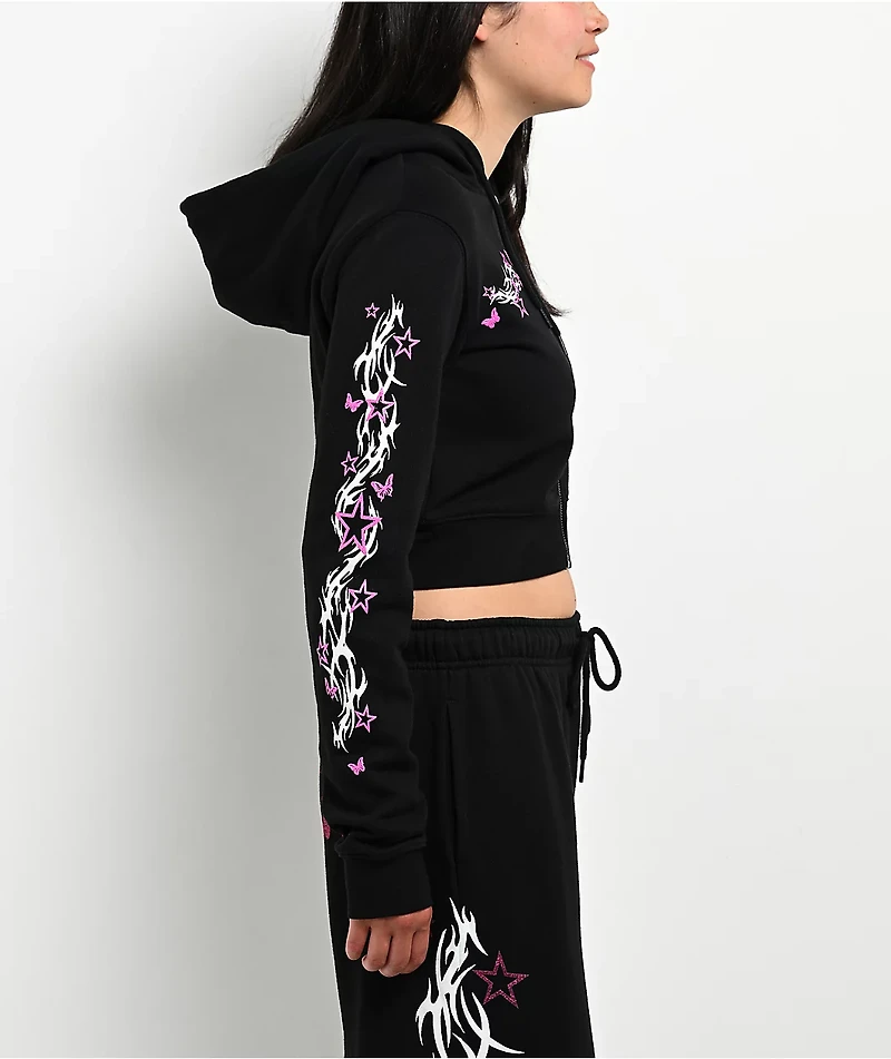 Empyre Girl At A Concert Black Crop Zip Hoodie