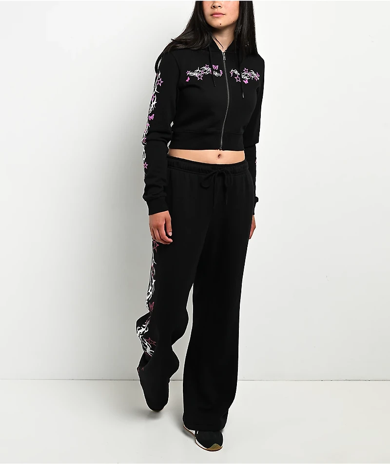 Empyre Girl At A Concert Black Crop Zip Hoodie