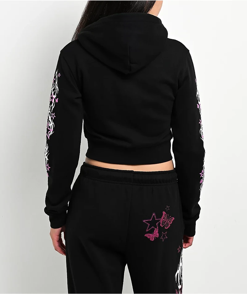 Empyre Girl At A Concert Black Crop Zip Hoodie