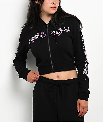 Empyre Girl At A Concert Black Crop Zip Hoodie