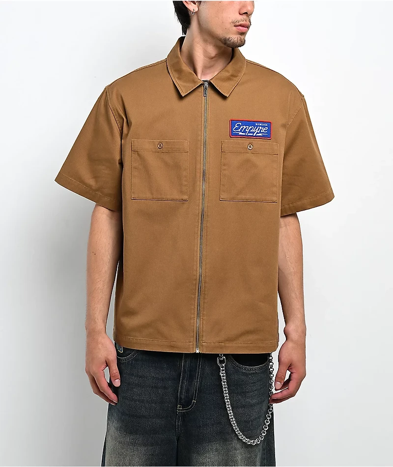 Empyre Glen Brown Zip Work Shirt