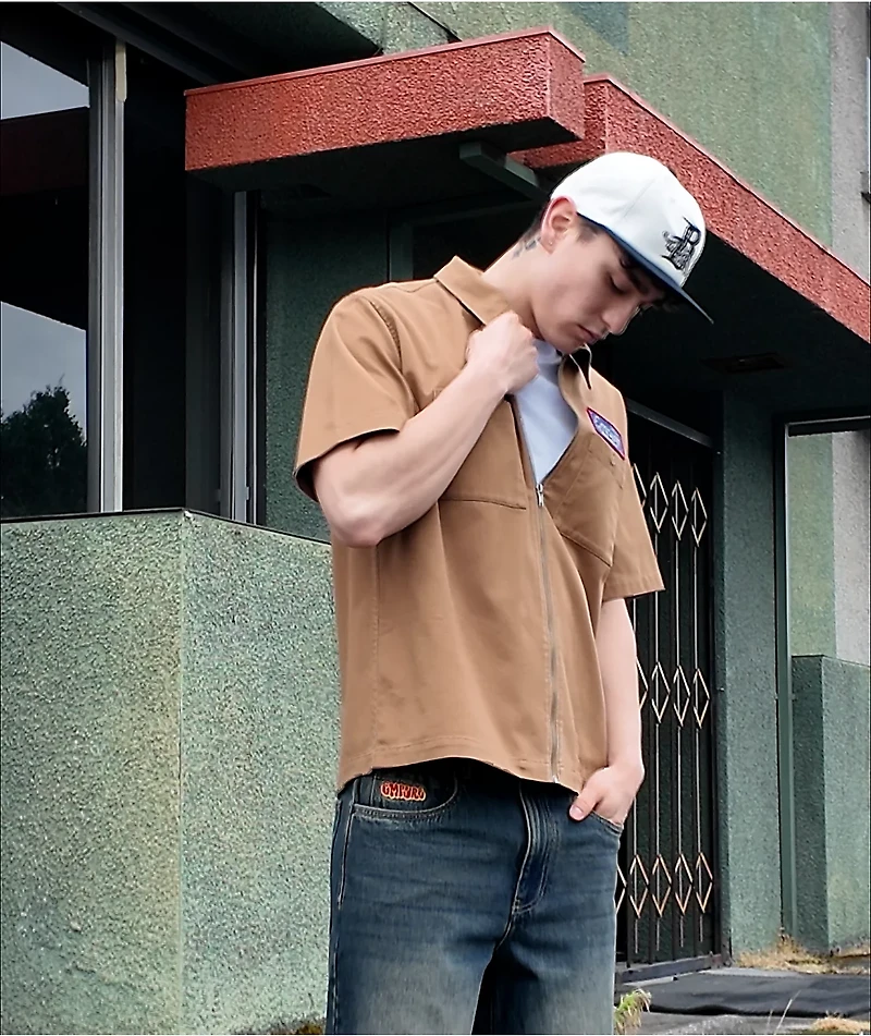 Empyre Glen Brown Zip Work Shirt