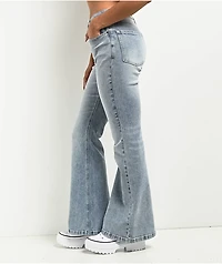 Empyre Glimmer Blossom Light Blue Wash Mid Rise Flare Jeans