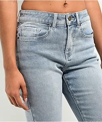 Empyre Glimmer Blossom Light Blue Wash Mid Rise Flare Jeans