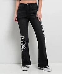 Empyre Glimmer Ozzy Black Wash Mid Rise Flare Jeans
